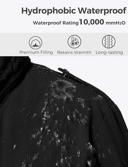 Quilted parka jacket close-up of fabric texture and quality