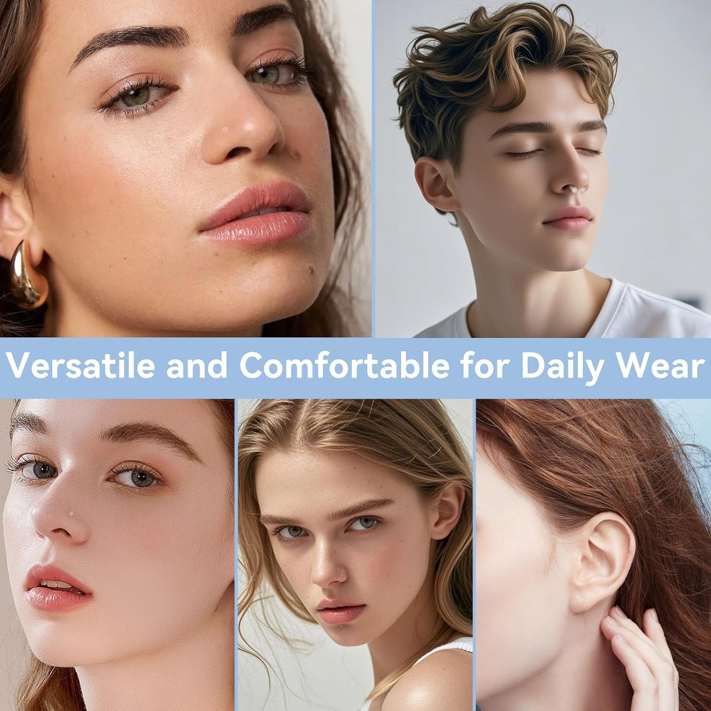 Bioflex Invisible Piercing Retainers 15Pcs, Medical Grade Clear Nose Rings for Surgery Work, Nose Lip Eyebrow Cartilage Retainer