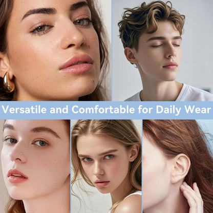 Bioflex Invisible Piercing Retainers 15Pcs, Medical Grade Clear Nose Rings for Surgery Work, Nose Lip Eyebrow Cartilage Retainer