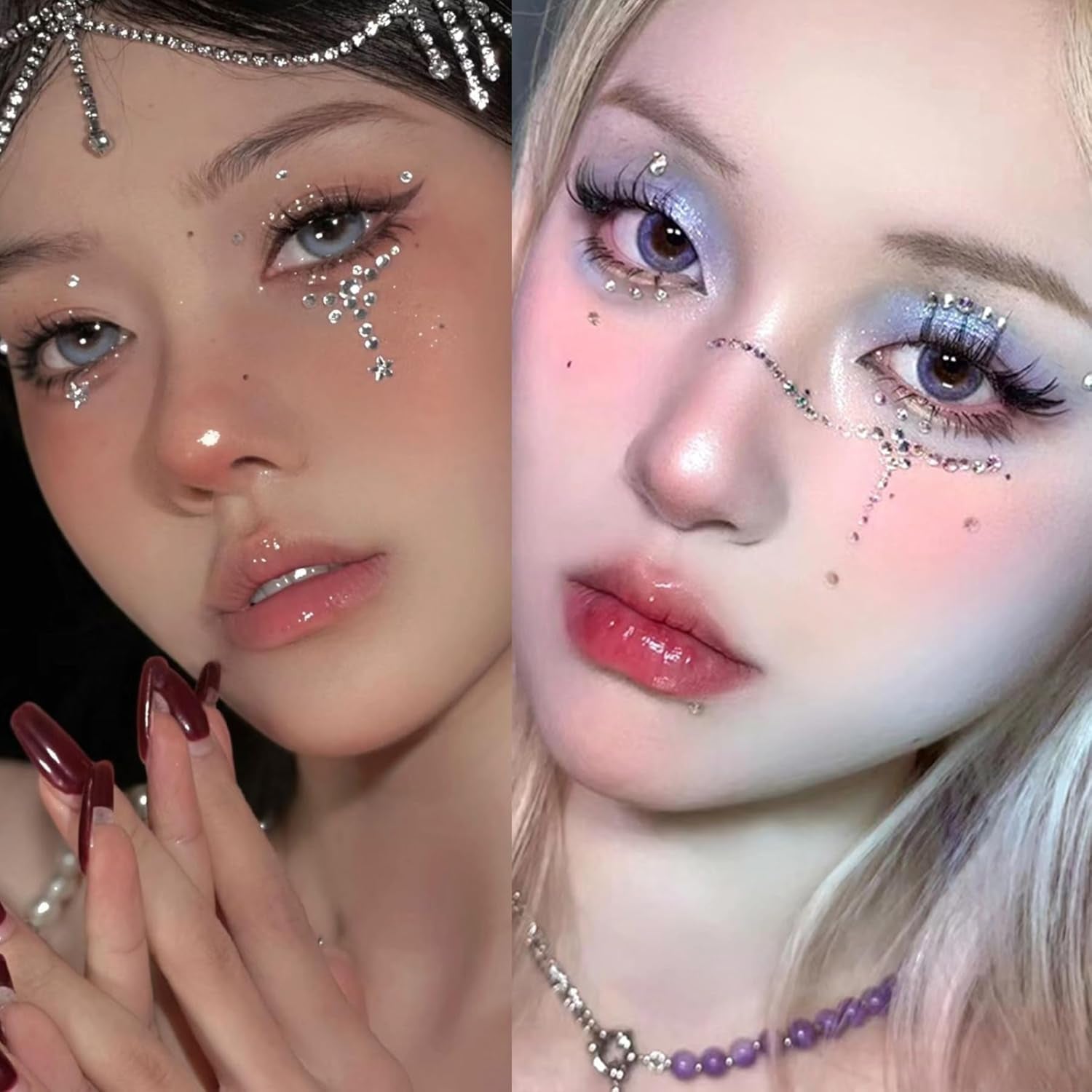 Longita Fake Lip Ring and Nose Piercing Set - Ball Spike, Hoop, Stud, Stick-On Bridge and Eyebrow Ring - Silver, Gold, Black