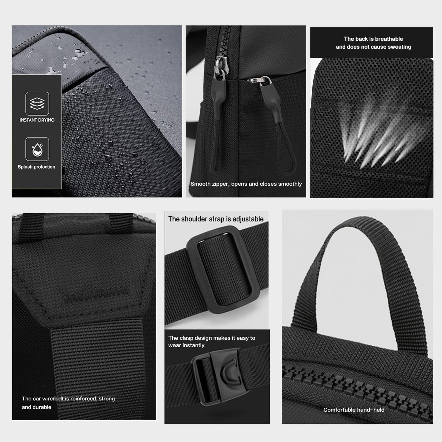 Mini chest bag with dual pocket design and water resistance