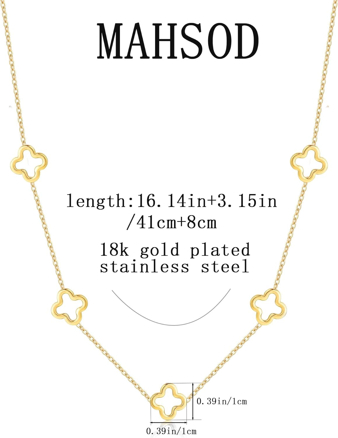 18K Gold Plated Four Leaf Clover Necklace Exquisite Gold Four Leaf Clover Necklace Stainless Steel Flower Lucky Pendant Dainty Jewelry Gifts