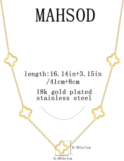 18K Gold Plated Four Leaf Clover Necklace Exquisite Gold Four Leaf Clover Necklace Stainless Steel Flower Lucky Pendant Dainty Jewelry Gifts