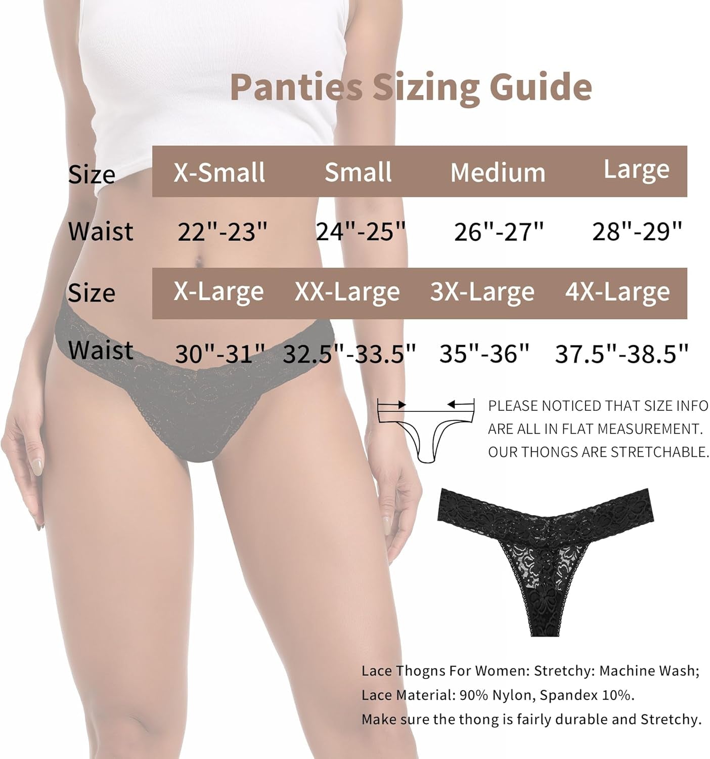 Seamless lace thong low rise T-back design front view