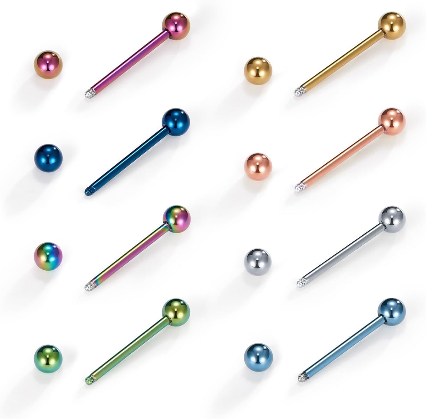 VCMART 14G Tongue Rings Nipple Straight Barbells Surgical Steel Body Piercing Jewelry 14Mm