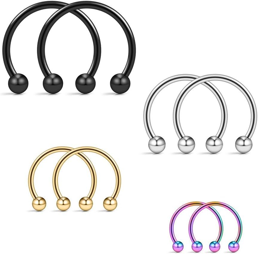 Ruifan 16G Surgical Steel CBR Nose Septum Horseshoe Earring Eyebrow Tongue Lip Nipple Helix Tragus Piercing Ring 6-16Mm
