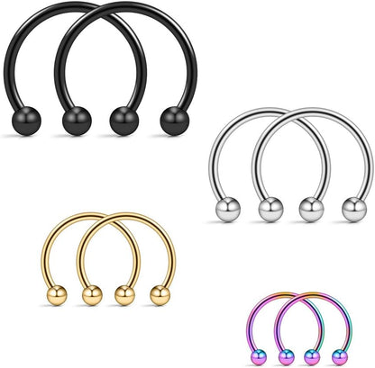Ruifan 16G Surgical Steel CBR Nose Septum Horseshoe Earring Eyebrow Tongue Lip Nipple Helix Tragus Piercing Ring 6-16Mm