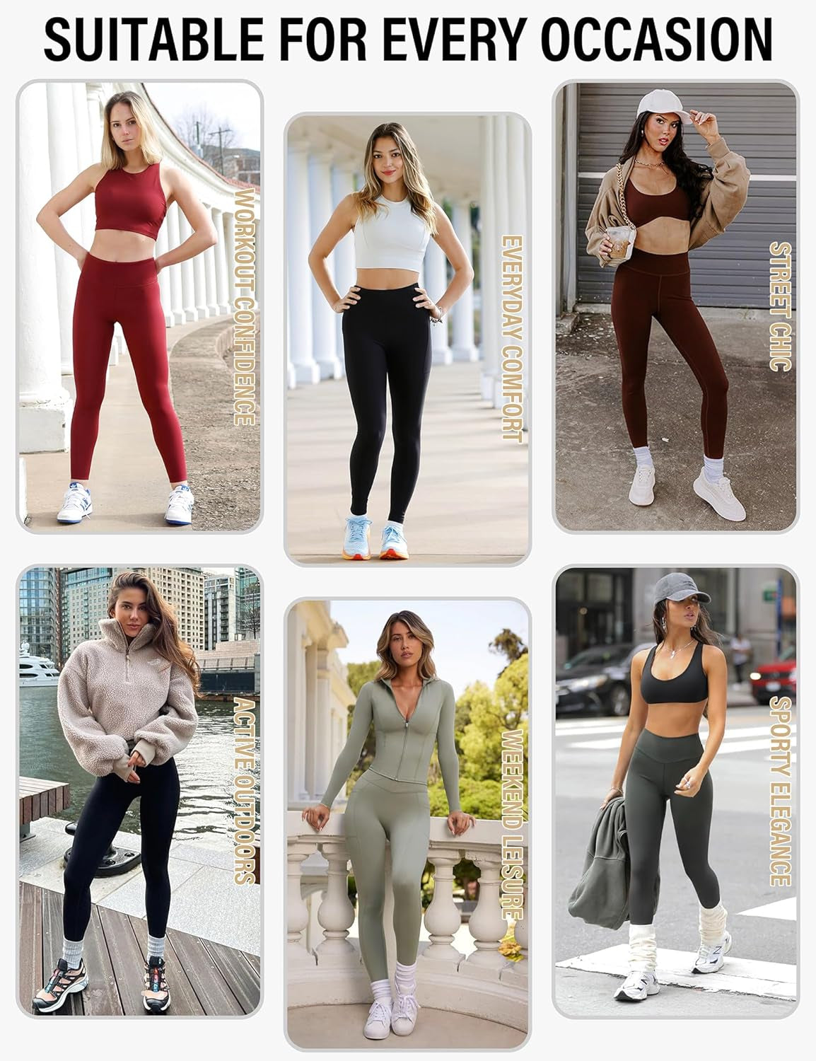 Workout leggings demonstrating stretch and flexibility range