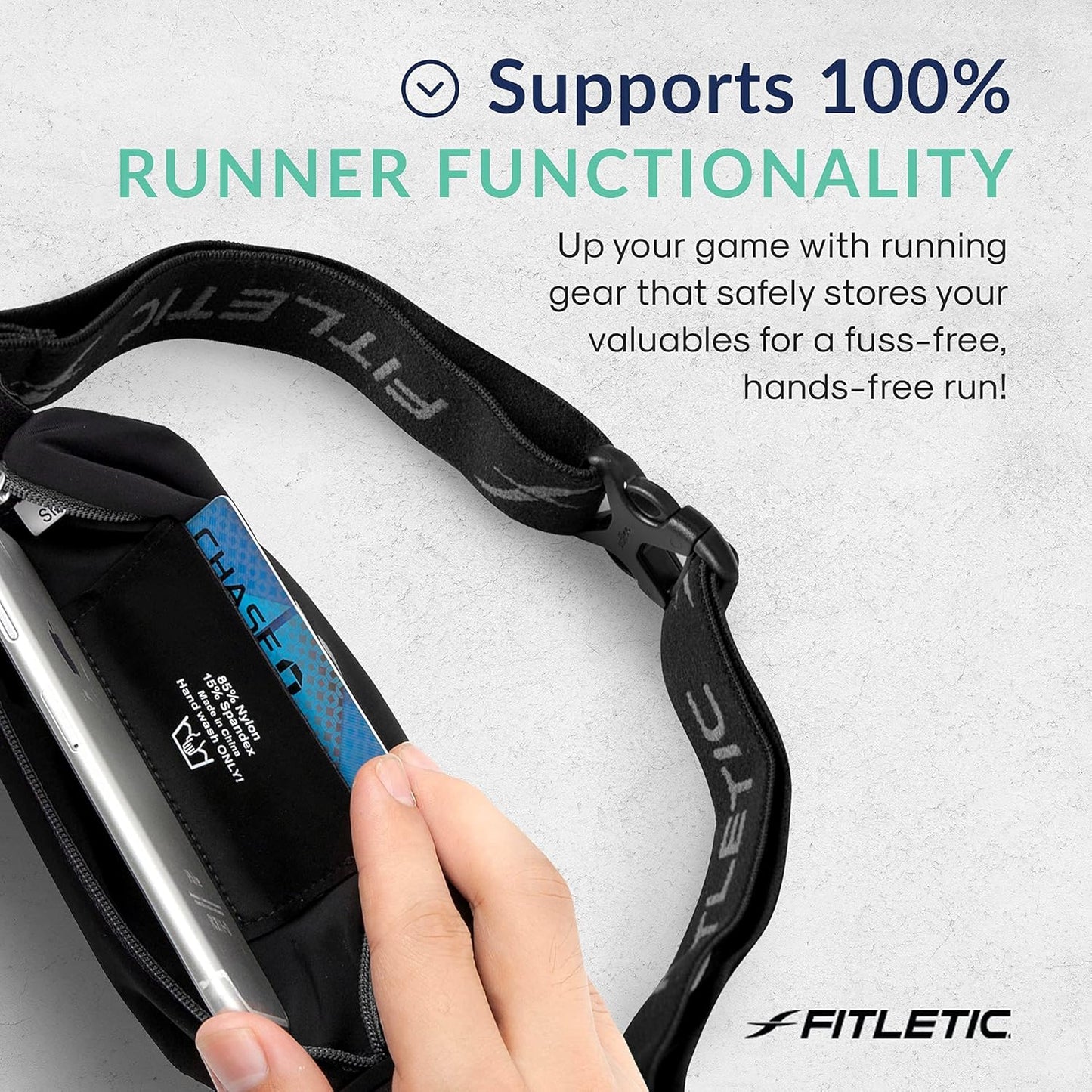 Man wearing mini running belt during gym workout or training session
