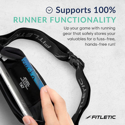 Man wearing mini running belt during gym workout or training session