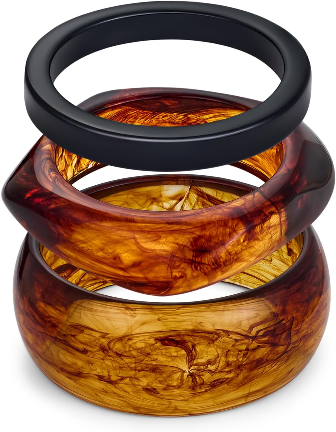 Tortoiseshell acrylic statement jewelry bangle set for women