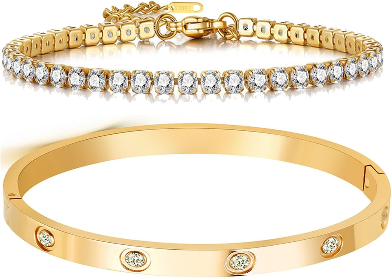 AD Jewelry love bangle bracelet displayed on white background