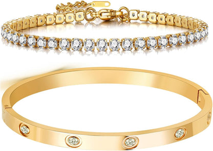 AD Jewelry love bangle bracelet displayed on white background