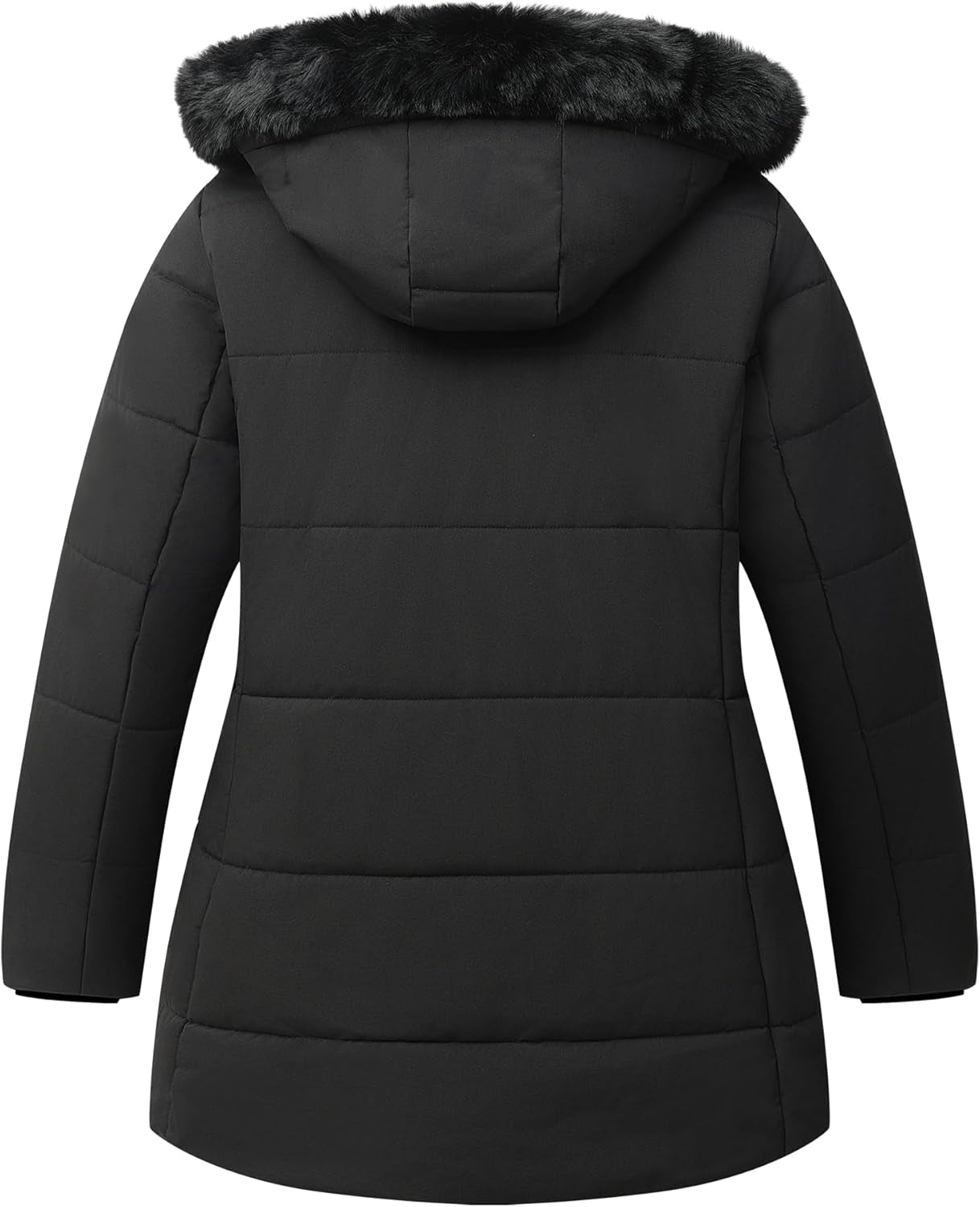 Down parka jacket for women showing thickness and warmth
