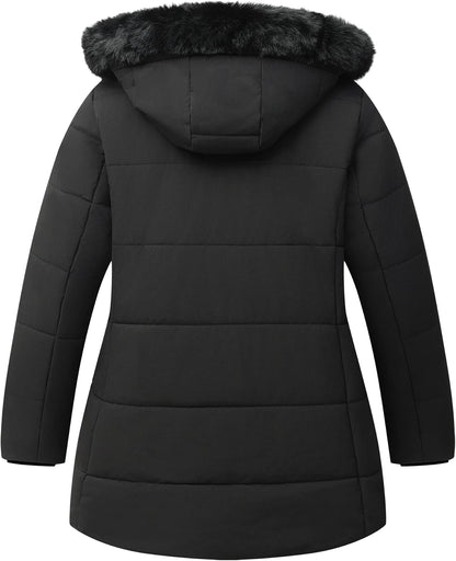 Down parka jacket for women showing thickness and warmth