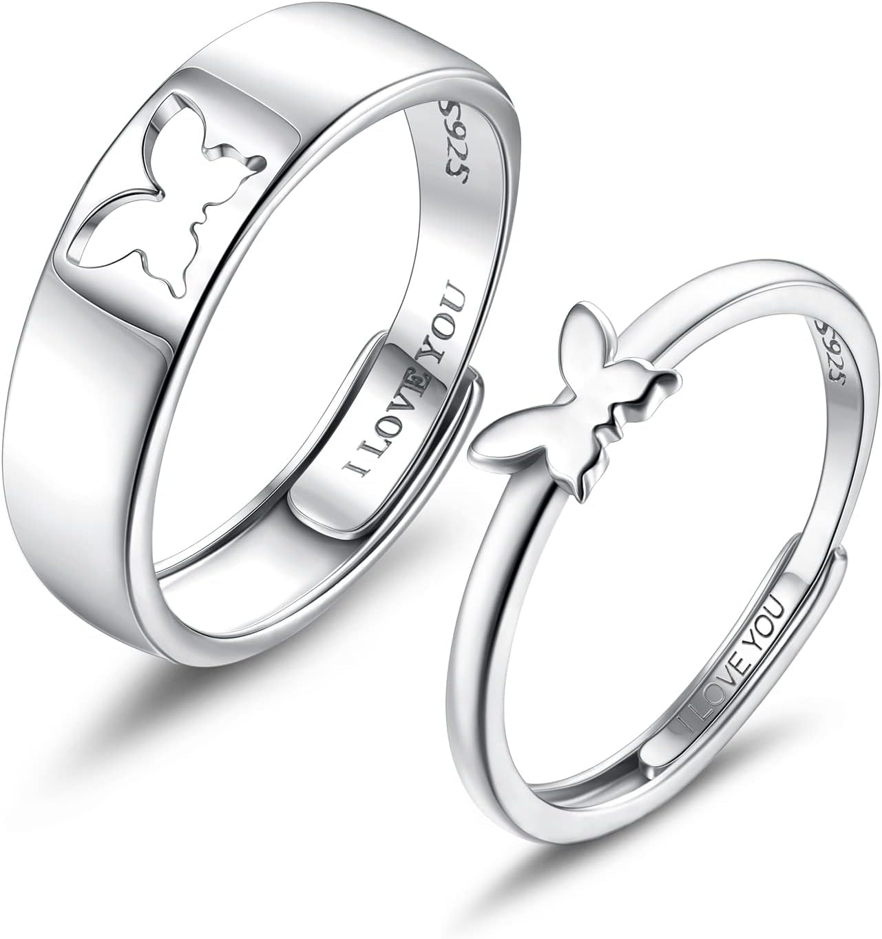 925 sterling silver adjustable matching rings sizing guide