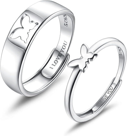 925 sterling silver adjustable matching rings sizing guide