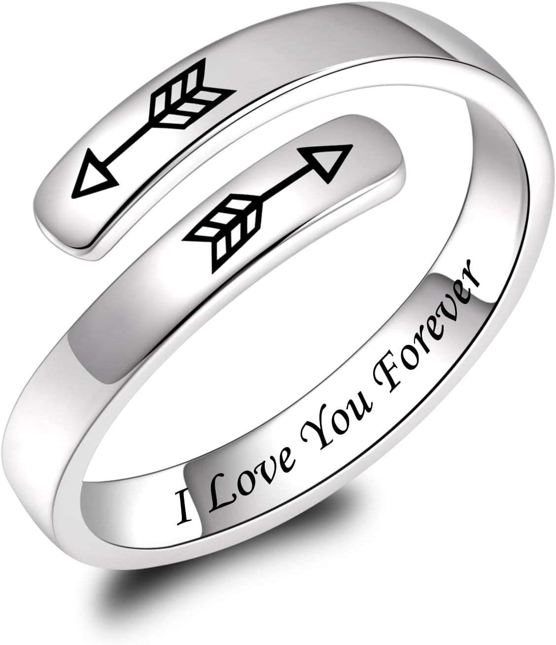 BEILIN 925 Sterling Silver Inspirational Jewelry Rings Adjustable Ring Personality Encouragement Gift for Teens Women