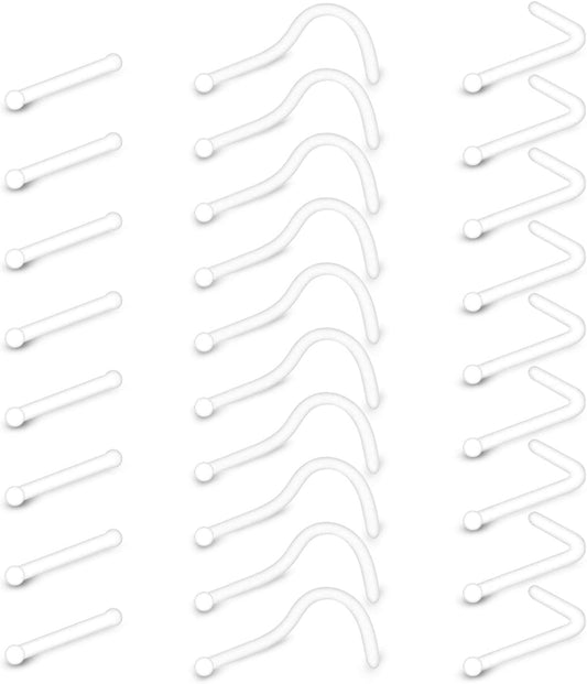 MODRSA Clear Nose Rings & Studs - Plastic Nose Piercing Retainers - 16G, 18G, 20G - Clear Cartilage Earrings & Lip Piercing Retainer