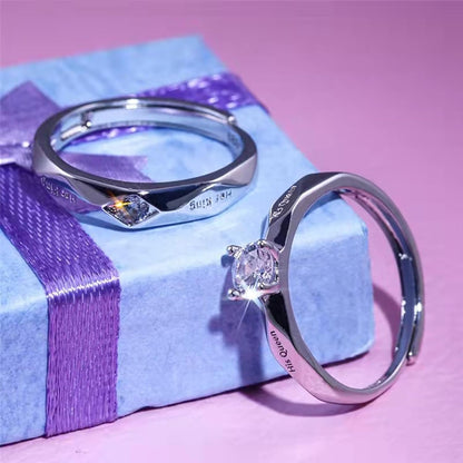 Man's silver matching couple ring adjustable sizing