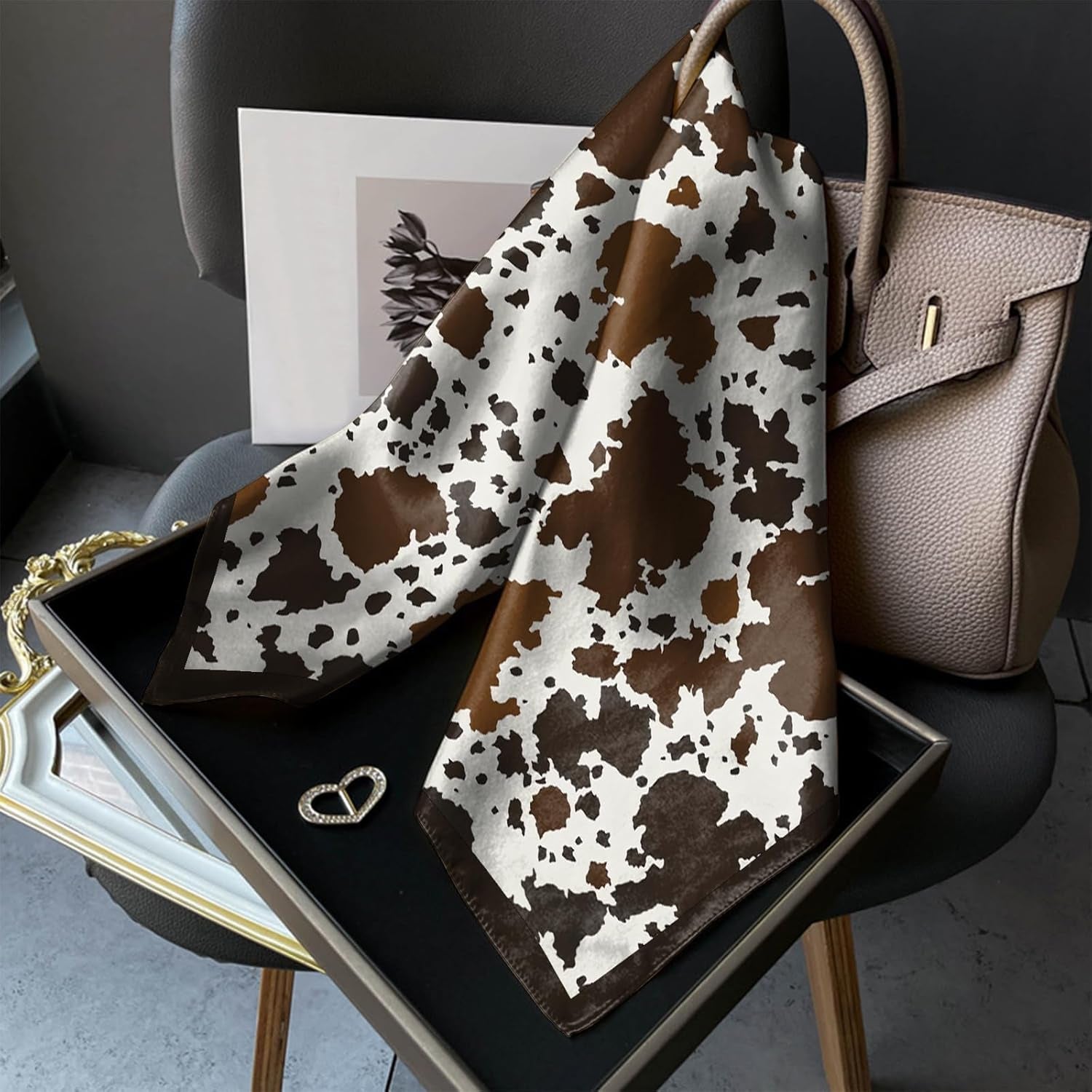 Scarf Silk Feeling Square Satin Head Hair Scarf Wrap 27.5 Inches Headwear Aesthetic Cute Decoration Women Girls