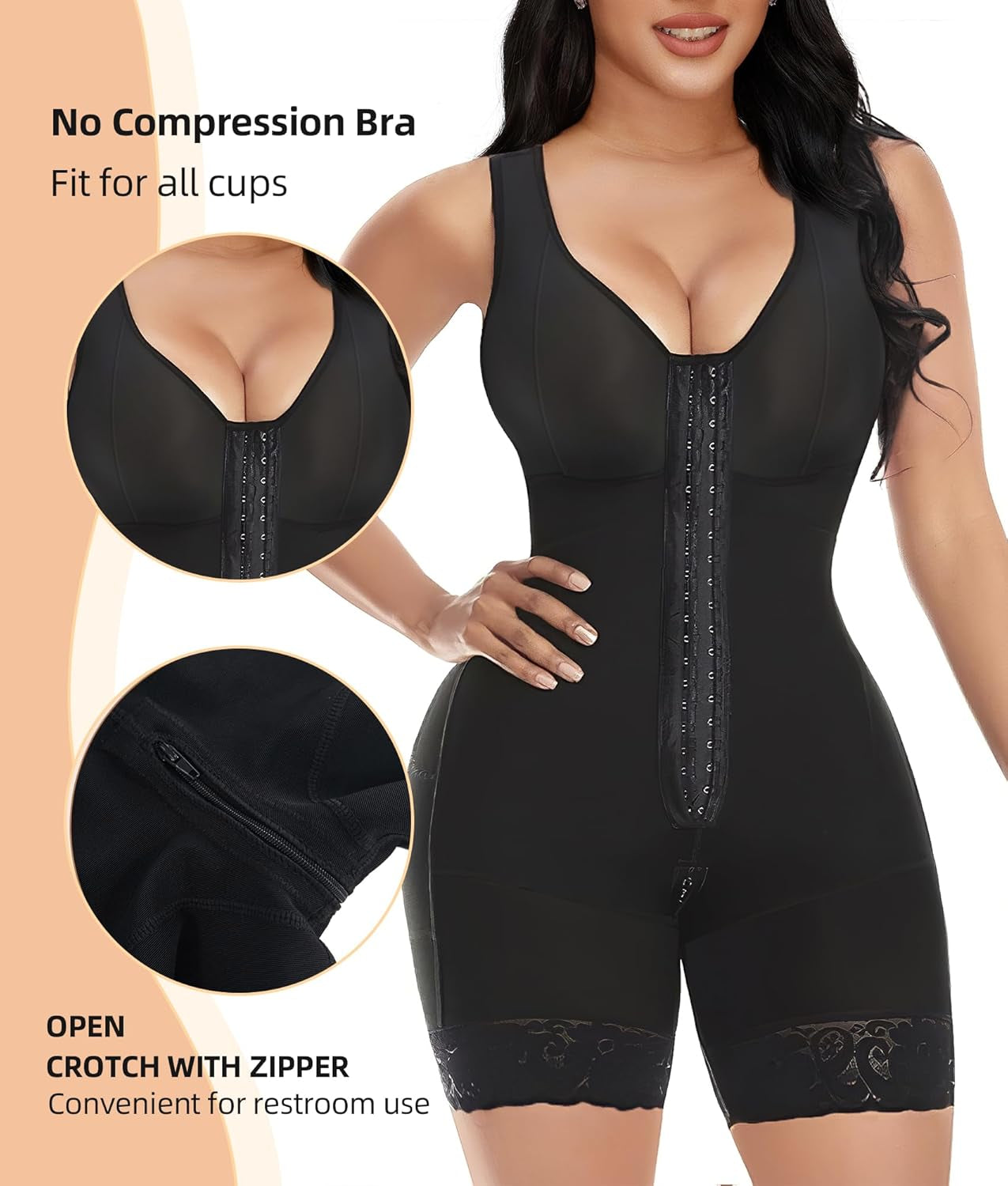 YIANNA fajas with zipper crotch open design detail