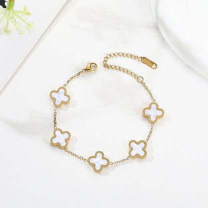 Lucky Clover Sets, 18K Gold Plated Four Leaf Bracelet, Necklace Pendant, Earrings for Women Flower Link Bracelets Set Jewelry Gifts for Women
