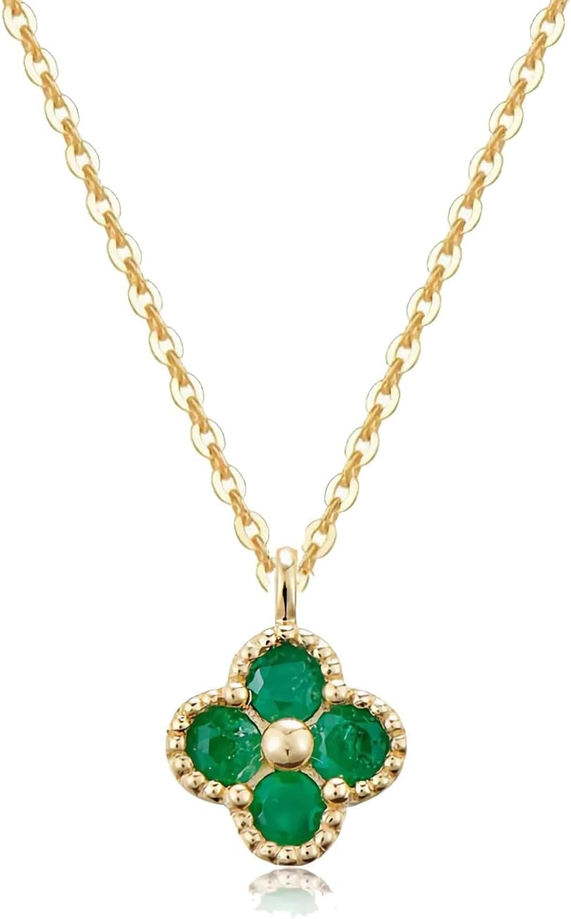 Green 4 Leaf Clover Necklace for Women, Lucky Pendant Chain Necklace Jewelry