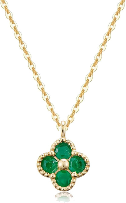 Green 4 Leaf Clover Necklace for Women, Lucky Pendant Chain Necklace Jewelry