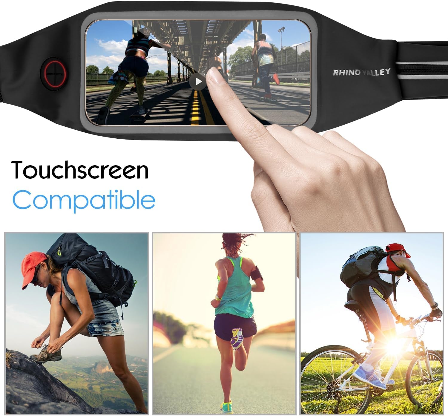 Running fanny pack showing interior money pocket and phone storage compartment