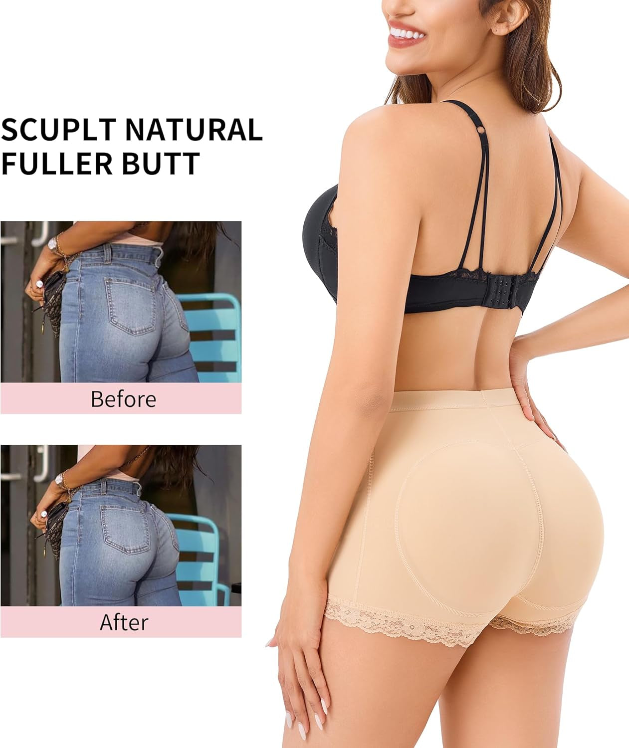 AOSBOEI padded panties butt lift seamless design