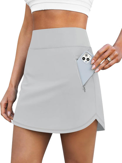 Loukeith Golf Skirts for Women Tennis Skirt with Zipper Pockets High Waisted Running Casual Athletic Skorts Built-In Shorts