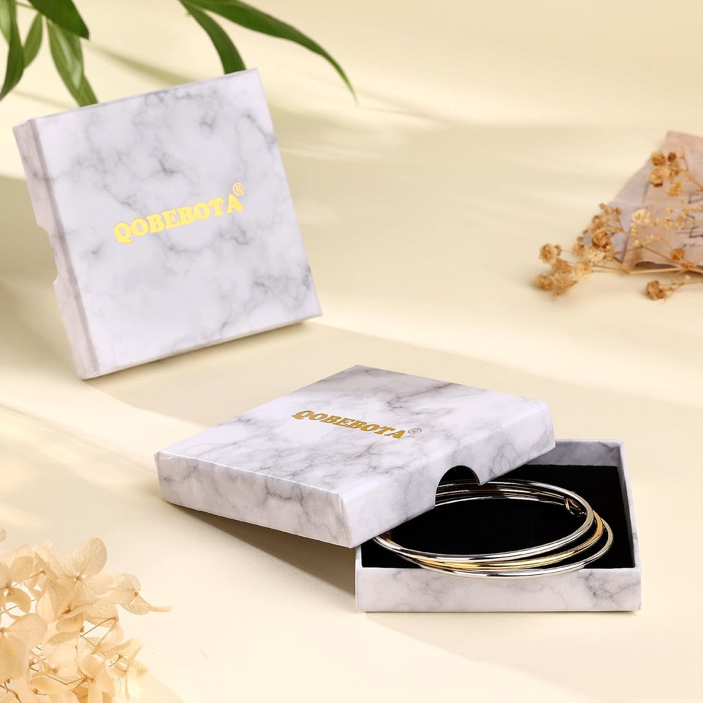 Stackable Bangles Bracelets for Women Trendy 18K Gold Plated Stainless Steel Non Tarnish Mixed Metal Bracelet Stack Triple Interlocked Two Tone Jewelry Set Gold and Silver Bracelets for Women