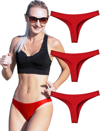 Cotton thongs underwear multicolor 3 pack cheeky style front view