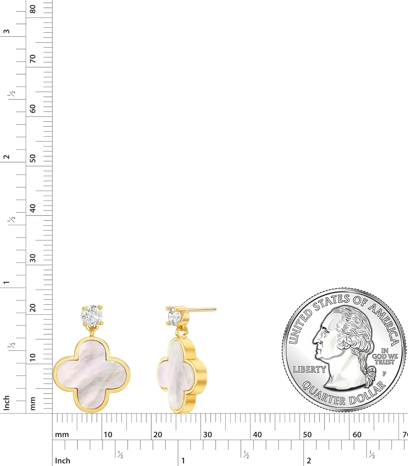 Unique Earrings for Women Trendy, 14K Gold Plated Four Leaf Clover Heart Butterfly Stud Dangle Earrings, Black Onyx White Huggie Earrings Birthday Christmas Valentine'S Day Jewelry Gifts