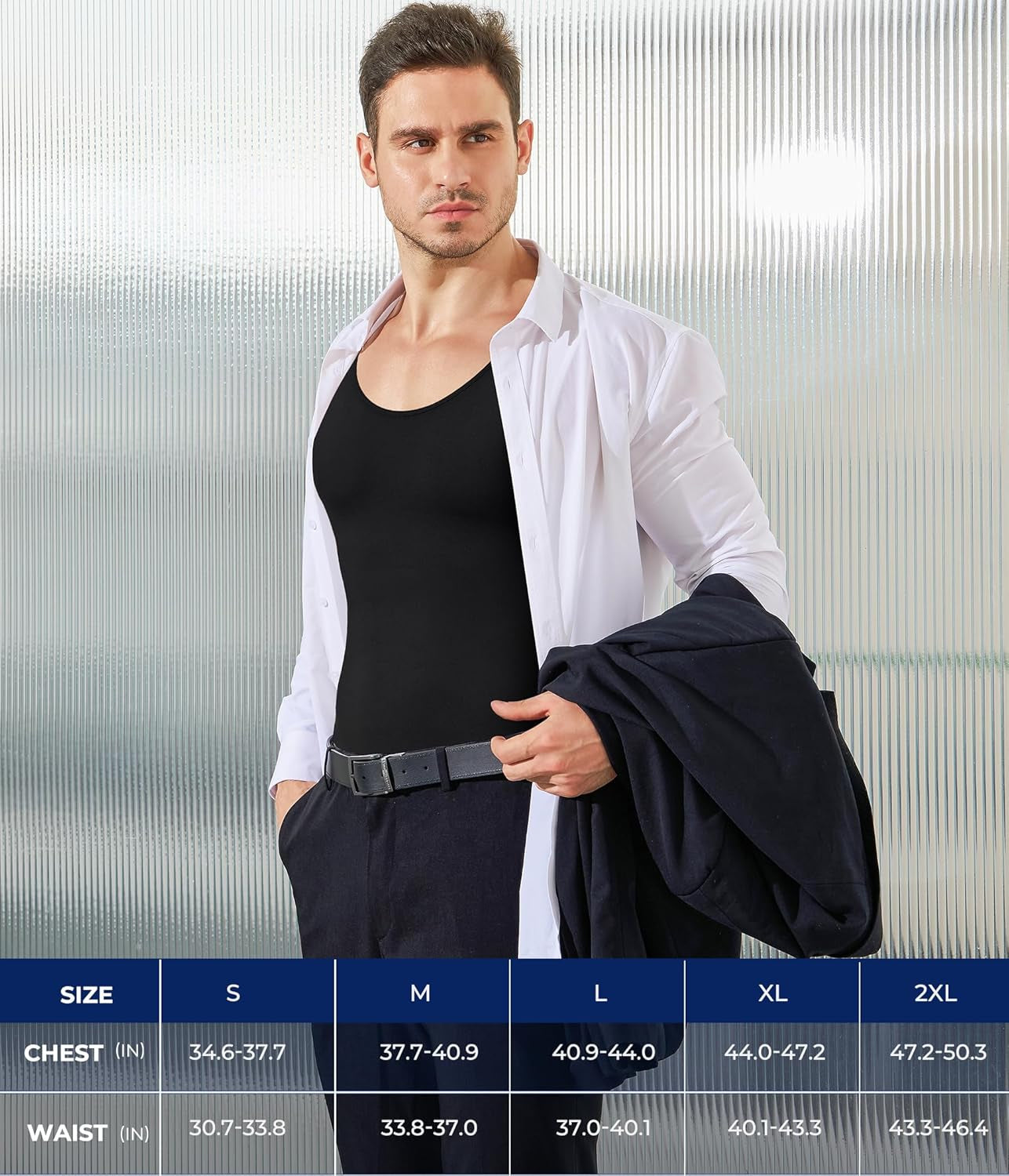 TAILONG mens compression shapewear front view features