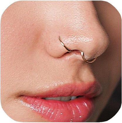 LUCKYJEWUS Small Thin Gold or Sterling Silver Nose Ring Hoop for Women, Tiny Nose Piercing Jewelry