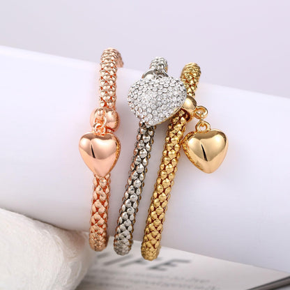 Stretch Bracelets for Women Gold/Silver/Rose Gold Elastic Bracelet Set for Women 3 PCS Stackable Bracelets Multilayer Charm Bracelet Christmas Gifts for Women