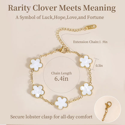 18K Gold Plated Clover Bracelet Set Dupes Bracelet for Women Flower Lucky Clover Bracelets Trendy Jewelry Birthday Gifts for Women/Mom/Friends/Besties/Sister