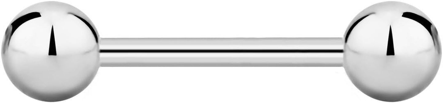 Forbidden Body Jewelry Nipple Barbell, Nipple Bars, Silver Nipplerings Piercing Surgical Steel 8G - 18G Straight Barbell Body Jewelry (Sold Individually)