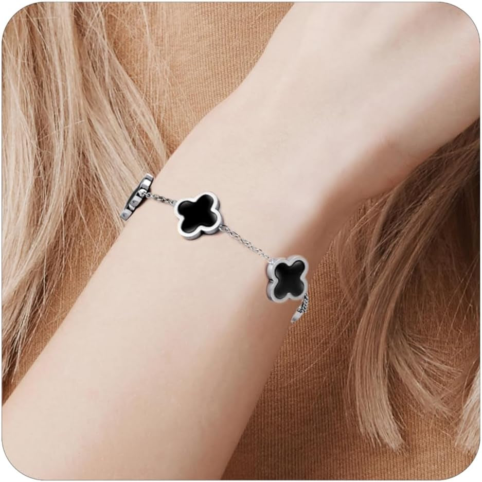 Clover Bracelets for Women 18K Gold Plated 4 Leaf Clover Bracelet Black White Red Green Cute Lucky Bracelets Jewelry Gifts Trendy for Women