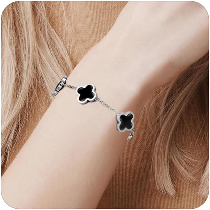 Clover Bracelets for Women 18K Gold Plated 4 Leaf Clover Bracelet Black White Red Green Cute Lucky Bracelets Jewelry Gifts Trendy for Women