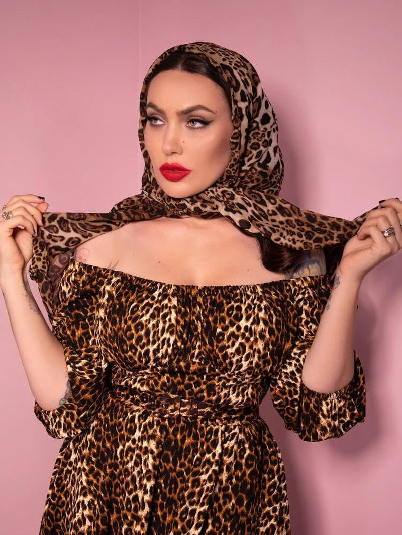 Womens Leopard Print Shawl Scarf - Lightweight Wrap Scarves Shawl Cheetah Scarves for Spring Summer Season