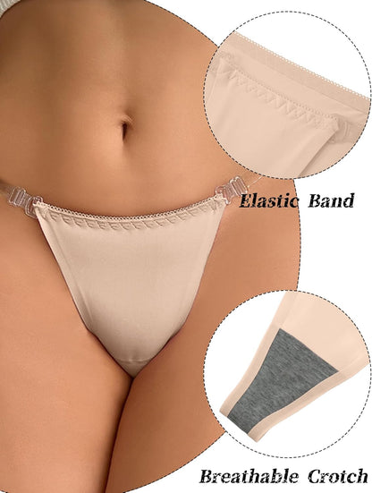Clear strap seamless thong underwear back view invisible design