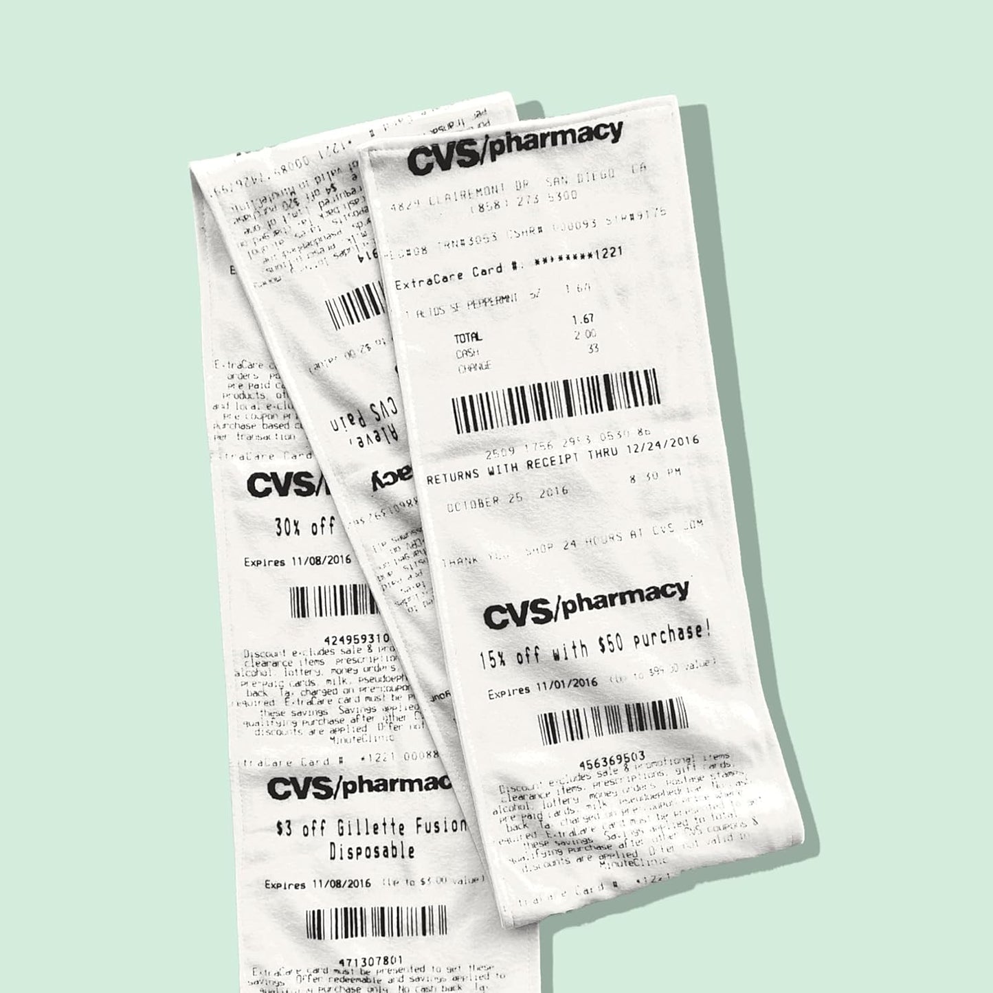 The Original CVS Receipt Scarf, Double Sided, Hilarious 100% Fleece Scarf. Looks like a Real CVS Receipt