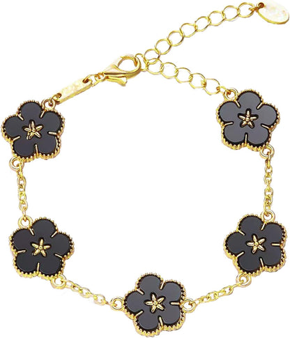 Four Leaf Clover Bracelet for Women Lucky 18K Gold Plated Stackable Jewelry Gift for Women Birthday Gifts for Girlfriend