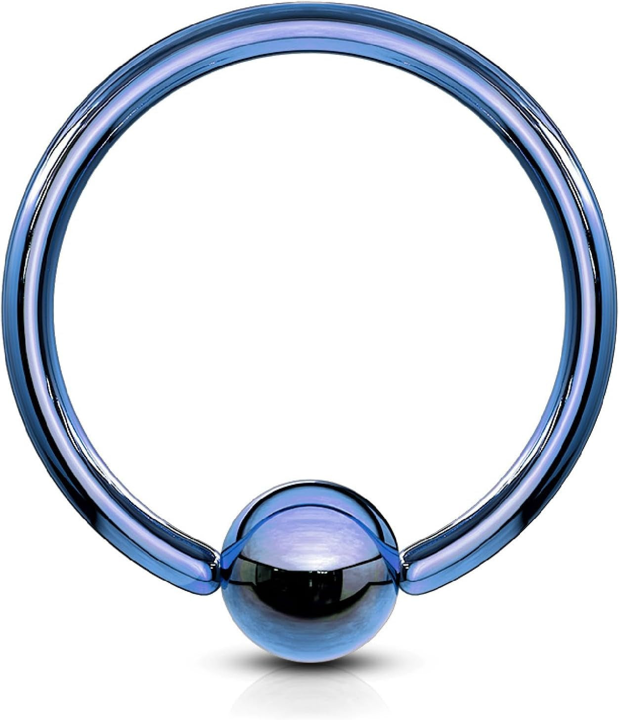 Forbidden Body Jewelry 16G 3/8 Inch Surgical Steel Blue IP Plated Captive Bead Hoop Ring
