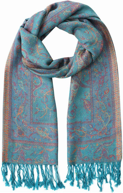 Umjetnost Womens Soft Silky Pashmina Rave Scarf Paisley Pattern Pashmina Shawl Wrap with Fringes