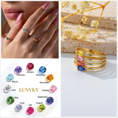 Emerald birthstone ring in 14K gold plating