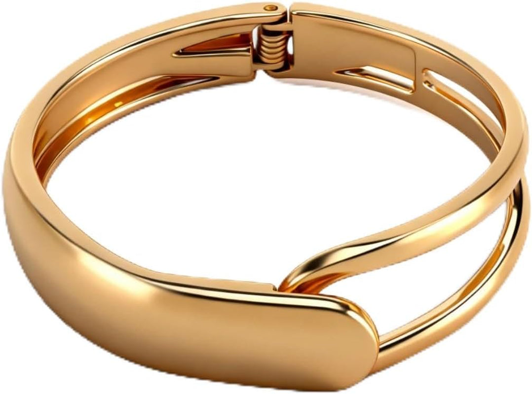 Chunky Gold Bracelet for Women, 14K Gold Plating Open Hollow Asymmetrical Geometric Bracelets Fashionable Minimalist Gift Jewelry